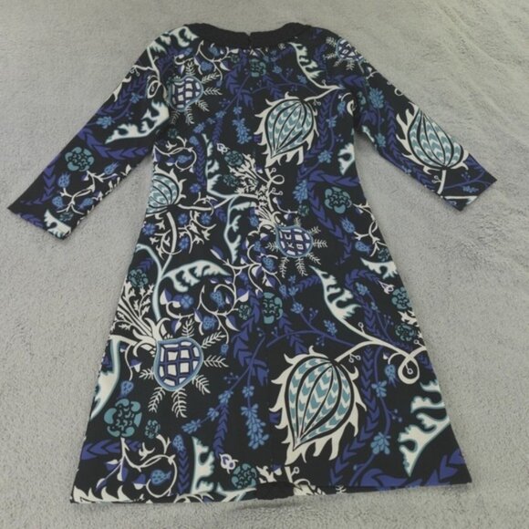 CK Bradley Dress Black Blue Floral Multi Azores‎ Frolic Crepe - Picture 1 of 9